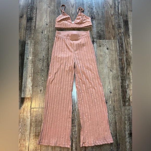 Jonathan Simkhai Standard SET Rikki Ribbed Bralette and Wide Leg Pants Small - Picture 3 of 9